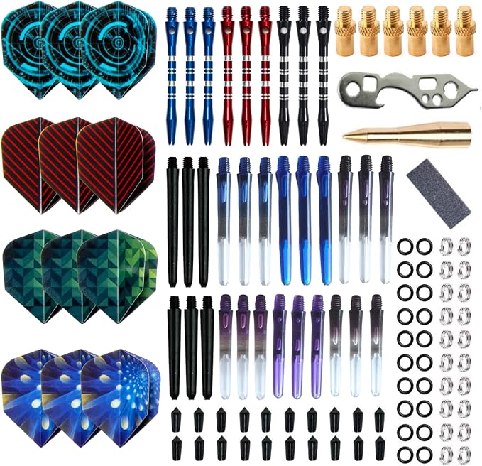 Deluxe Darts Tune up Kit Box | Flights, Sharpener, Shafts, O-Rings, Flight Savers, Accessories (10416-Essential)