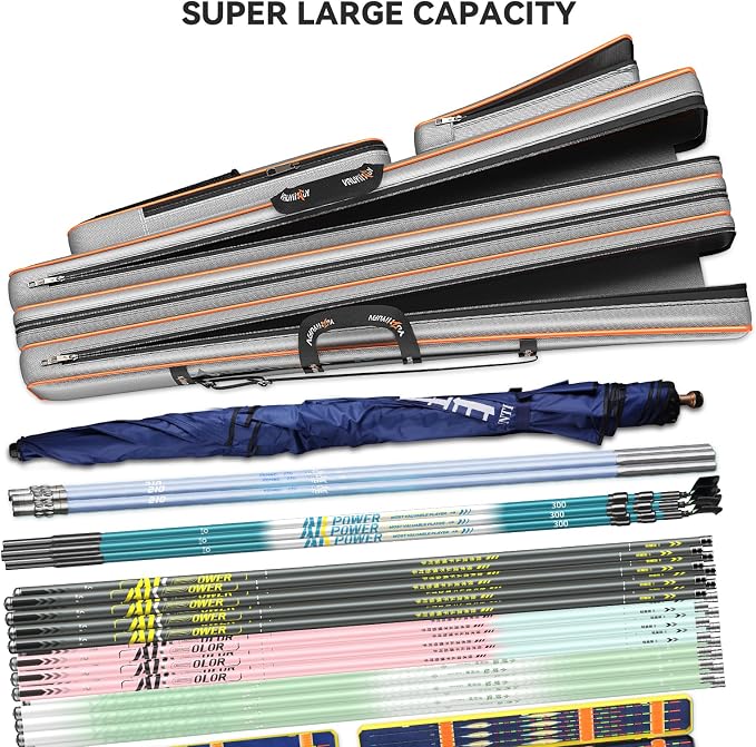 Fishing Rod Case & Bag Triple-Layer - 1680D Oxford, Wire-Reinforced Anti-Deforming, Foldable Portable, Quick-Access Compartments, Fishing Gift for Men Anglers