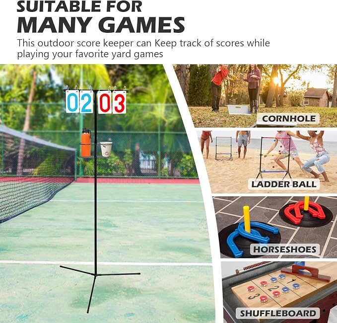 SCOTTCHEN Cornhole Score Keeper with Drink Holder, Cornhole Scoreboard, Outdoor Score Keeper for Yard Games,with Replaceable Bottom Bracket-1 Pack