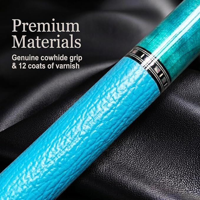 Tai ba cues 2-Piece Pool cue Stick with Case, Genuine Leather Grip, 13mm Tip, 58", 3/8 * 8 Pin Joint, Hardwood Canadian Maple Professional Billiard Cue Stick 19, 20, 21 Oz, Pink, Blue, Green, Orange