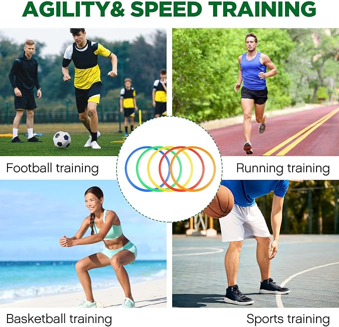 Deekin Agility Rings Speed and Agility Training Rings Exercise Speed Circle Jumping Hoops for Training Toss Equipment