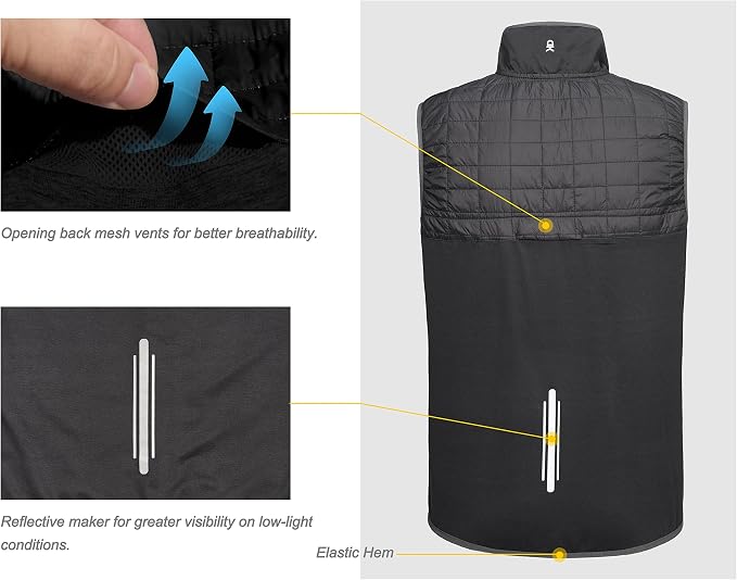Little Donkey Andy Men's Lightweight Golf Vest Warm Outdoor Sleeveless Jacket for Hiking Travel Running Casual