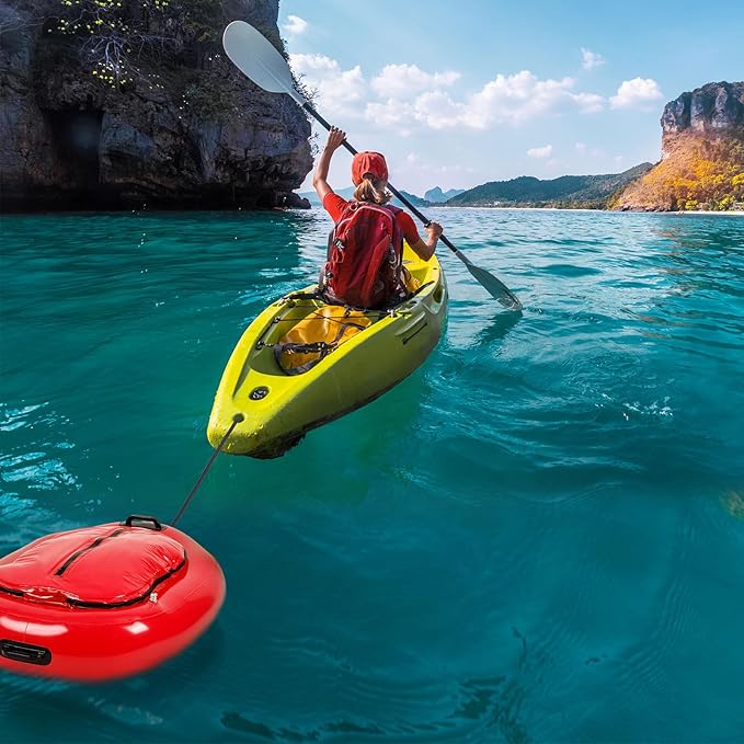 WILLBOND Inflatable River Floating Cooler Tow Behind, 38 Qt Insulated Heavy Duty PVC Kayak Floating Cooler with Handle for Outdoor Kayaking Rafting Boating Fishing and River Tubing