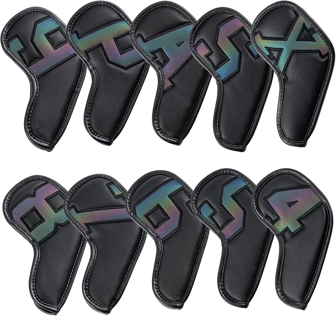 Golf 10pcs/12pcs Thick Synthetic Leather Golf Iron Head Covers Set Headcover Fit All Brands