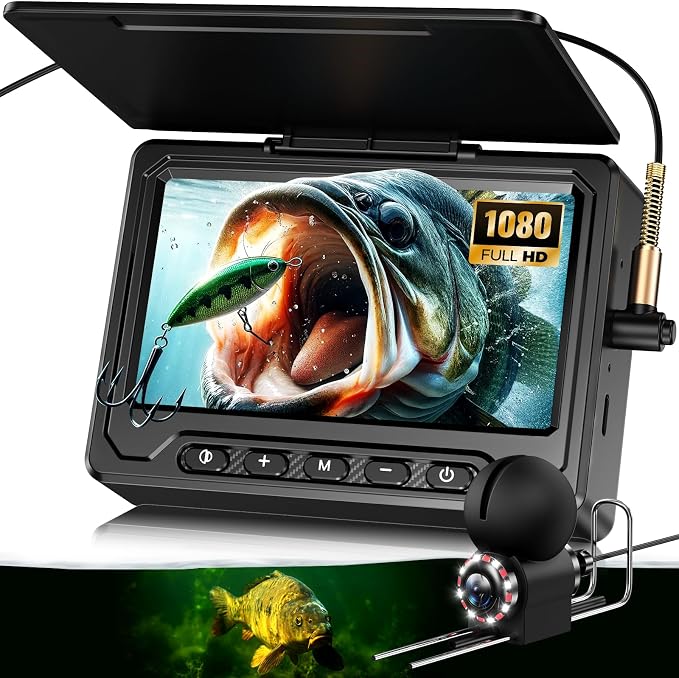 Underwater Fishing Camera, HOPEFOX Fishing Camera with Infrared Night Vision Light, 4.3" IPS Fish Finder with 65ft Cable, Upgraded HD 8 Infrared Lights Lens for Ice Lake Boat Kayak Fishing, Gift