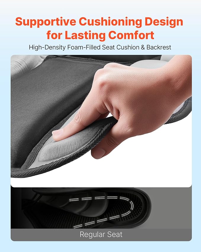 VEVOR Kayak Seat, Universal Paddle Board Seat with Adjustable Back Support, Multiple Thickness Options (0.5” to 2.6”), Soft Padded Cushion & Storage Bag for SUP, Canoe, Fishing Boat, Inflatable Kayak