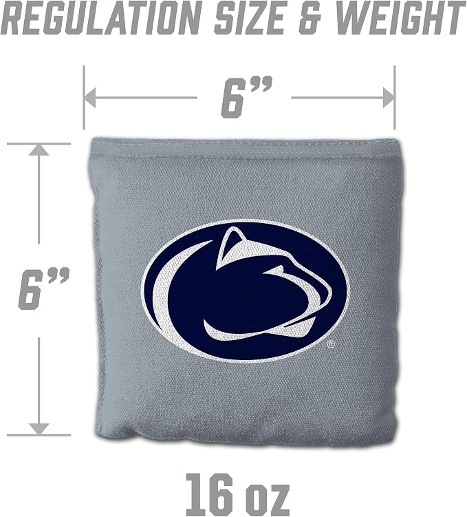 YouTheFan Officially-Licensed NCAA Set of 8 Cornhole Bags - All Weather Dual Sided Slide & Stop - Regulation Size with Carry case