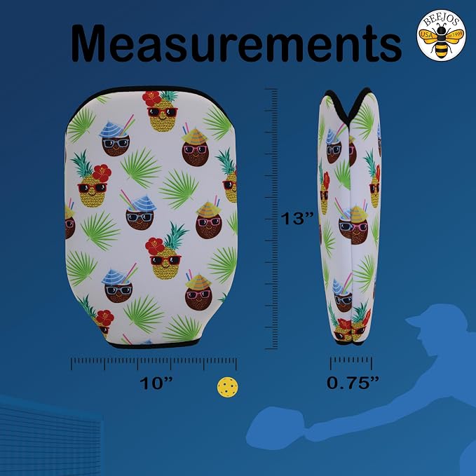 BeeJos Hawaiian Collection: Premium Slip-On Pickleball Paddle Cover-Fits Standard Size Paddles-Zipperless (Paddle not Included)