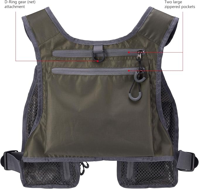 BASSDASH FV08 Ultra Lightweight Fly Fishing Vest for Men and Women Portable Chest Pack