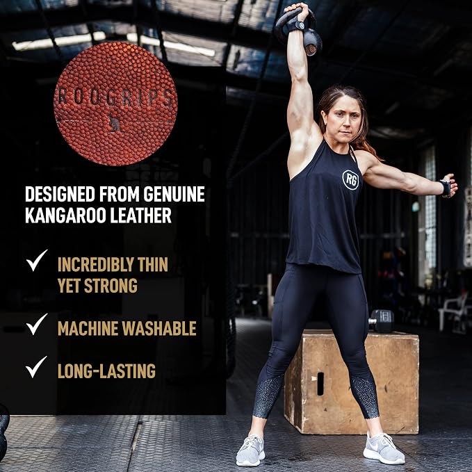 Roogrips 2 Finger Premium Leather Hand Grips for Gymnastic Bars, Cross Training, Gym & Home Workouts, Pull Up Bars & Weightlifting - The Most Durable Palm Guard from Rips and Blisters