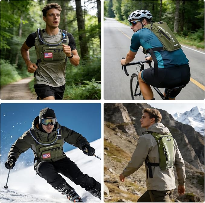 Maelstrom Hydration Vest with 2L Water Bladder Backpack for Running Hiking | Chest Pack, BPA-free, High Flow Bite, Reflective Stripe, Helmet Buckle, Detachable, Breathable Pad, for Cycling, Marathon