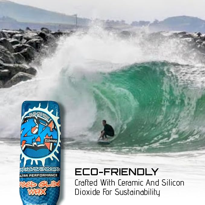 ZUMWax Surfing Skimboard Ceramic Wax, Made in USA, PFAS-Free, Ultra Performance Speed Glide, Durable Eco-Friendly, Secret Vanilla Scent, ANY Temperature Use, Maximum Speed on Sand & Water, 4.5 oz