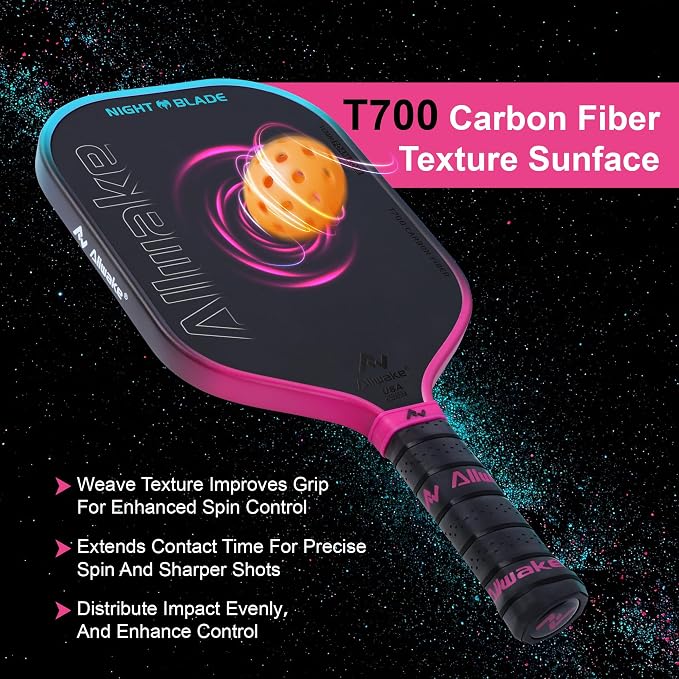 Professional Pickleball Paddles - T700 Raw Carbon Fiber with Foam Injected Edges for Expanded Sweet Spot - Control & Power Paddle for All-Level Players ﻿ ﻿