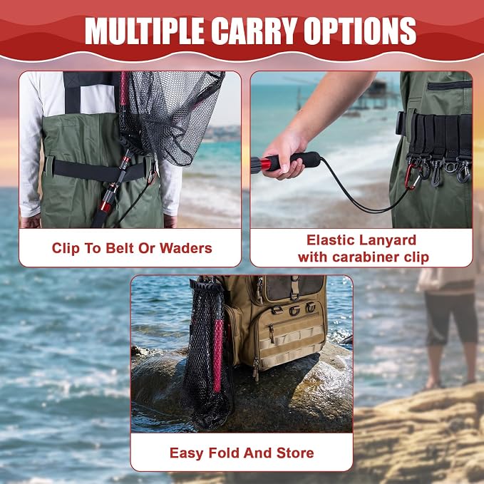 Goture Floating Fishing Net with Assist Handle, Aluminum Alloy Fixed or Telescoping Pole Handle, PVC Coated Nylon Mesh, Foldable Fish Landing Net, Carry Bag for Kayak, Fly, Bass, Trout Fishing