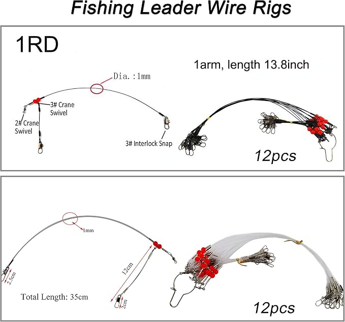 Saltwater Fishing Tackle Kit with Tackle Box Includes Surf Fishing Leader Rigs, Swimbait Lures, Hook Swivels, Fish Finder Rig, Sinker Weights, Fishing Gear and Equipment, Gift for Men