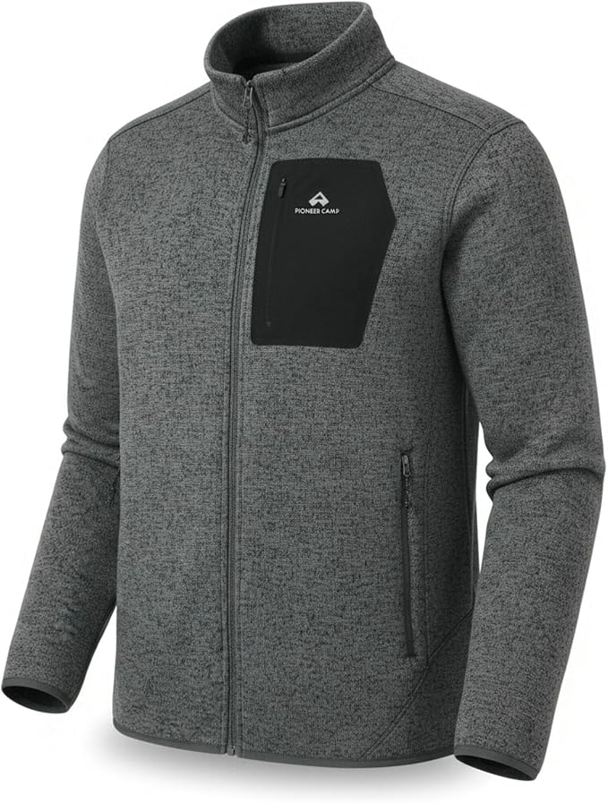 Pioneer Camp Men's Fleece Jackets Full Zip Lightweight Winter Warm with Zipper Pockets Athletic Camping Outwear Coat