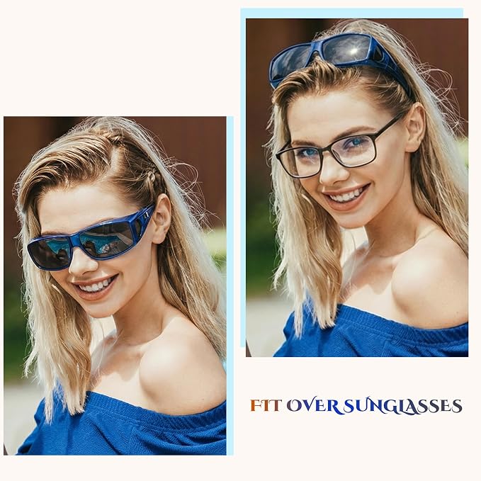 LVIOE Over Glasses Sunglasses Wrap Around Polarized Sunglasses for Men Women Fit Over Prescription Glasses with UV Protection