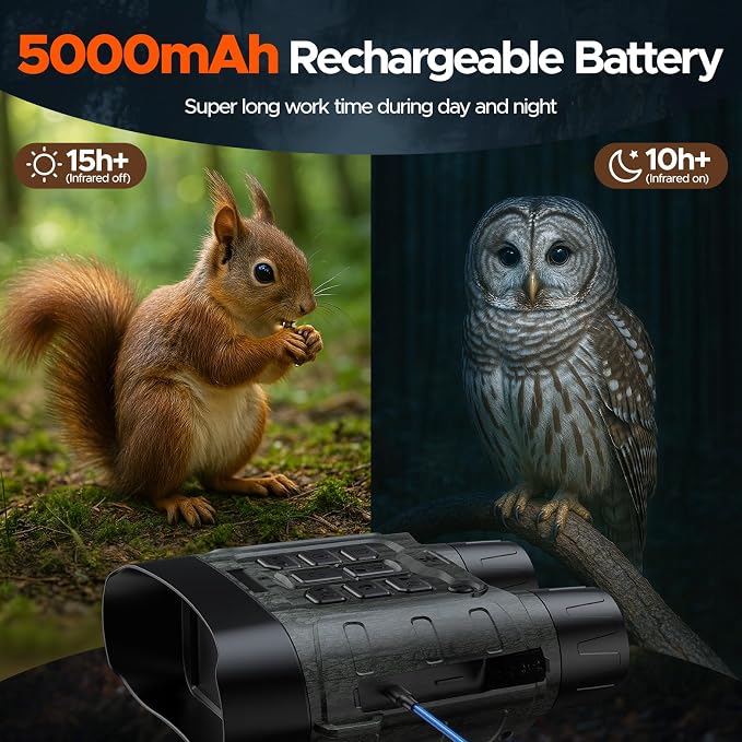 Night Vision Goggles - 112MP Night Vision Binoculars for Adults, 4K Infrared Digital Night Vision with with 64GB Card, Tactical Military Grade for Camping Wildlife Security