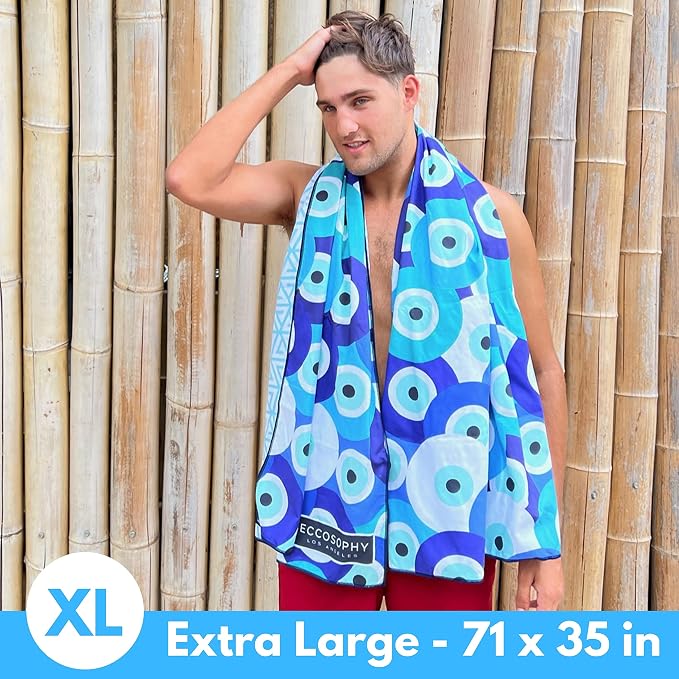 ECCOSOPHY Microfiber Beach Towel - Sand Free Towels are Quick Dry, Light Weight, Super Absorbent - Perfect Pool, Travel, Cruise, Camping Essentials - Oversized Extra Large for Adults 71x35 in