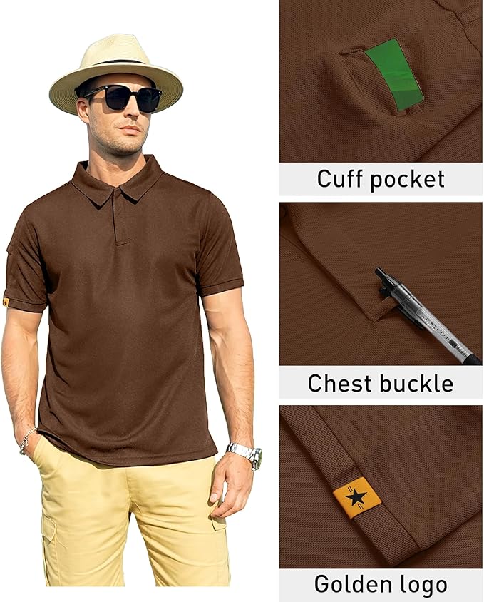 ZITY Mens Polo Shirt Short Sleeve Sports Tactical T-Shirt Athletic Golf Polos Daily Casual Stylish Collared Shirts for Men