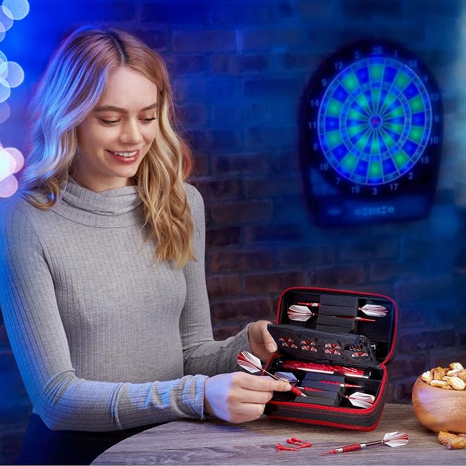 Casemaster Plazma Pro, 6 Dart Case for Soft and Steel Tip Darts, Features Large Front Mobile Device Pocket, Built-In Storage Tubes and Pockets for Flights, Tips, Shafts, and Personal Items