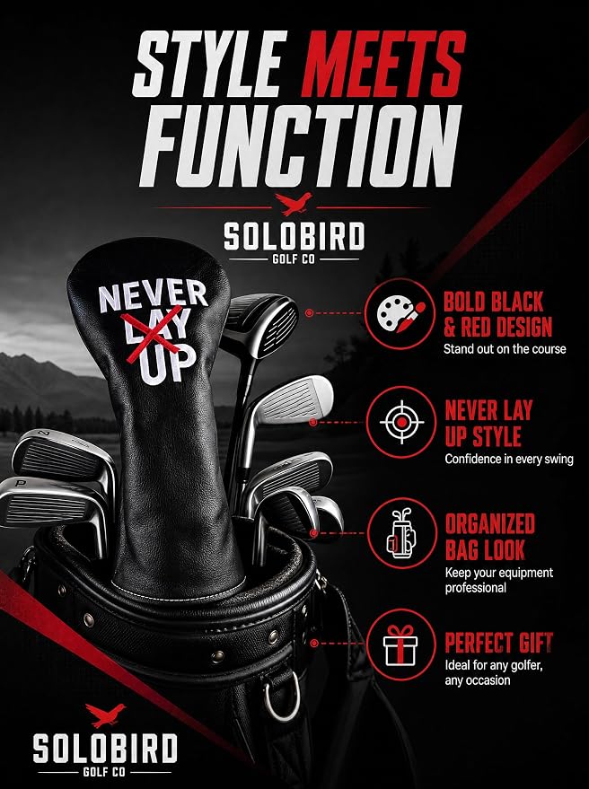 Golf Driver Headcover - 3 Wood Head Cover - Golf Headcover - Leather - Never Lay Up - Solobird Golf Headcover - Golf Club Cover