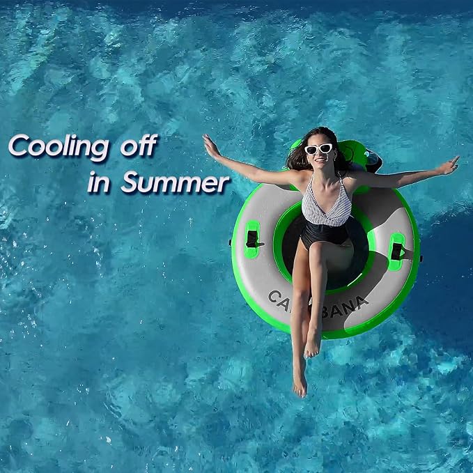 CALOBANA Round Floating Ring Inflatable Water Hammock Heavy Duty River Floats Lake Raft for Adults Tanning Pool Lounger Float Island Platform Pad Mat for Party
