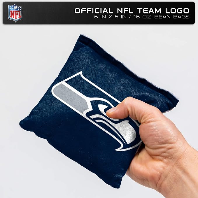 NFL Pro Football Dual Sided Bean Bags by Wild Sports, 8 Count, Premium Toss Bags for Cornhole Set - Great for Tailgates, Outdoors, Backyard
