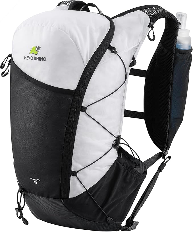 N NEVO RHINO 12L Hydration Backpack with 2 TPU 17oz / 500ML Soft Flasks, Lightweight Running Vest for Women & Men, Running Backpack for Trail Running Marathon Hiking