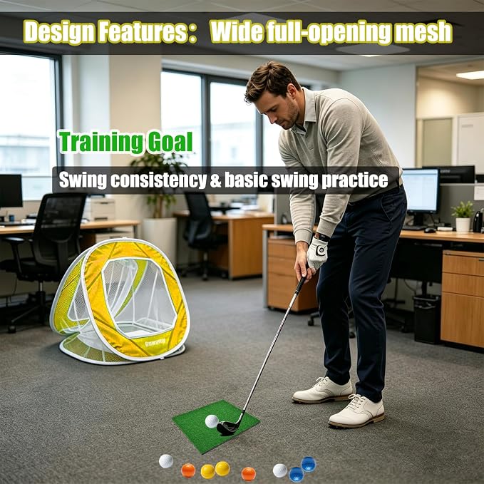 3-in-1 Pop Up Golf Chipping Net – Precision & Distance Trainer, Easy Indoor/Outdoor Setup – Ideal Gift