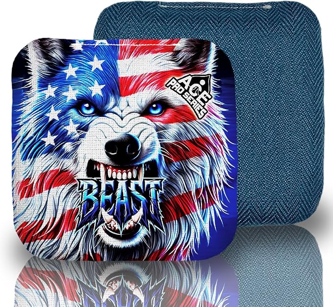 CornholeAce PRO Beast Carpet Cornhole Bags (Set of 4) | Herringbone Fabric, Waterproof, Plastic Resin Filled, Dual Sided, Professional, Regulation Size, 6x6, 16oz, Made in USA