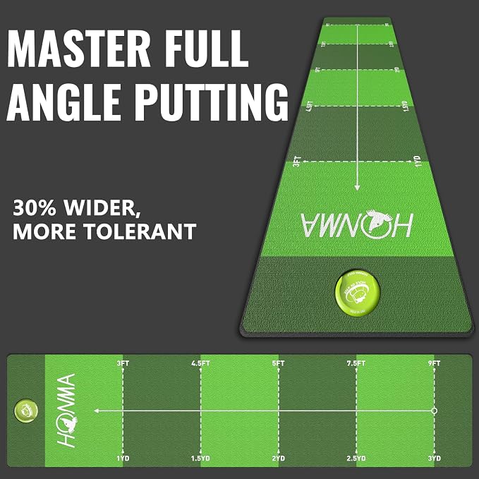 Honma Golf Putting mat with Distance Marker,26in X 9ft Golf Putting Green Indoor for Training fit for Home,Office & Outdoor
