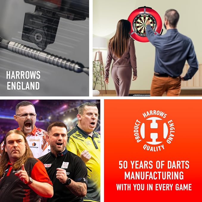 Harrows Pulse 90% Tungsten Steel Tip Darts Set 21g, 22g, 23g, 24g, 25g & 26g - Includes Recessed Curve Grip, Aqua Supergrip Fusion Shafts, Prime Flights & Travel Case
