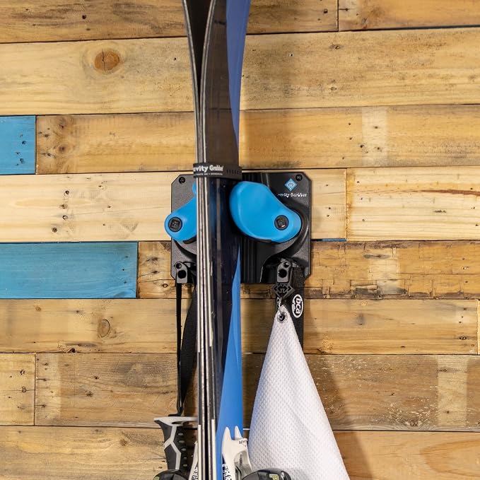 Gravity Grabber, The OG - Ski & Snowboard Wall Mount, Indoor Garage & Home Storage Organizer, Damage-Free Grip, Holds Skis/Boards/Poles/More, Space-Saving Premium Gear Rack, (Cyan 1-Pack)