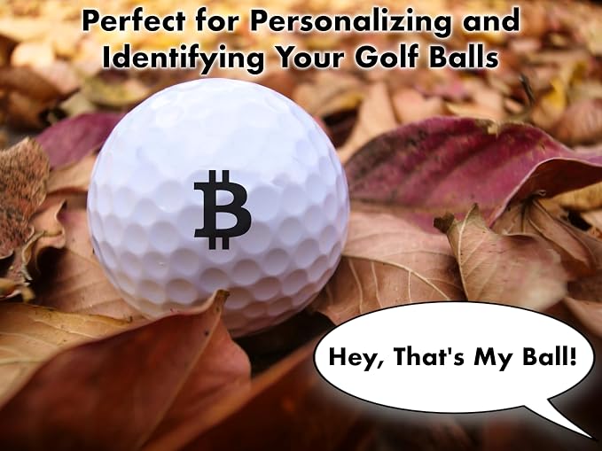 Golf Ball Stamp Bitcoin and Bitcoin Golf Towel Orange and Grey