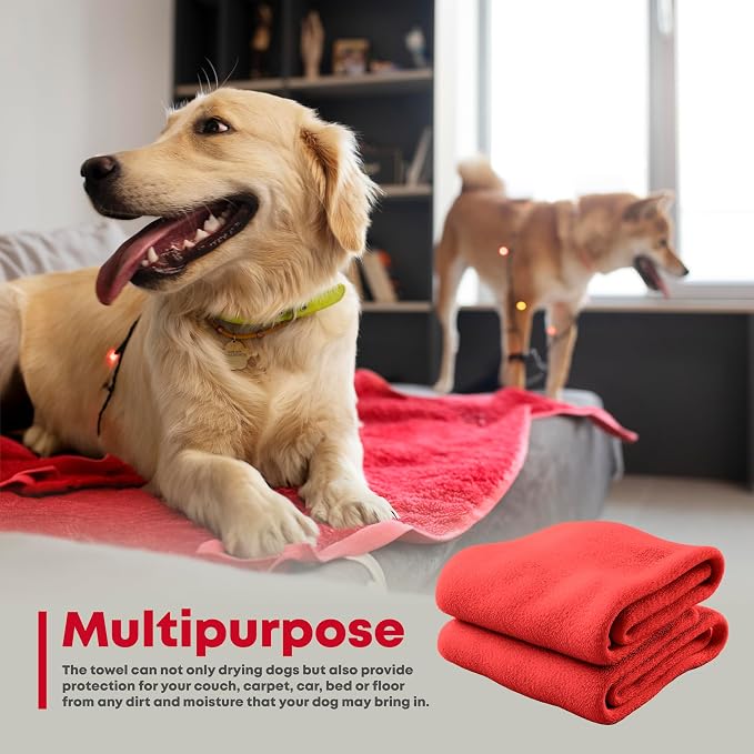 Extra Large Dog Towel for Big Dogs — 400 GSM Premium Microfiber, Fits Golden Retriever, Labrador, Bernese — Super Absorbent Quick Dry, Machine Washable (Blue, 2XL)