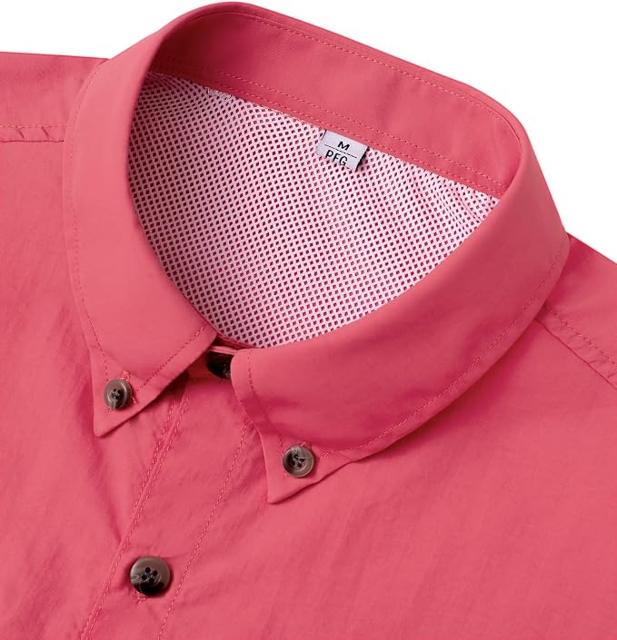 Alimens & Gentle Short Sleeve Fishing Shirt Wicking Fabric Sun Protection Casual Button Down Shirts