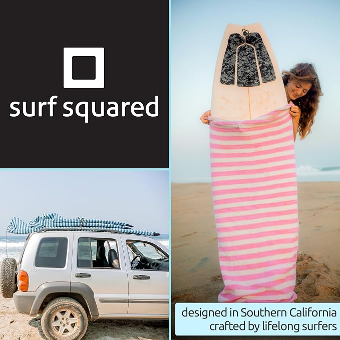 Surf Squared Surfboard Sock Cover and Paddleboard Cover - Lightweight Stretch Protective Surfboard Bag - Surfing Accessories - Shortboard, Longboard, Hybrid, Wakesurf, Standup Paddleboard SUP
