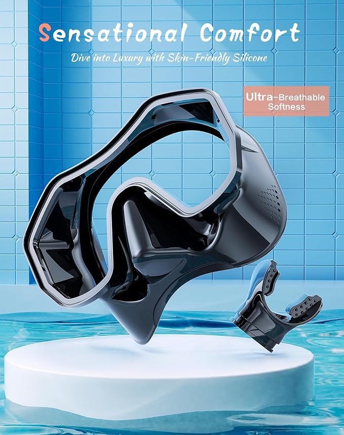 Snorkeling Gear for Adults Kids, Dry-Top Snorkel Set, 180°Panoramic Wide View Diving Mask Breathing Freely Snorkel Mask for Snorkeling Scuba Diving Swimming Travel