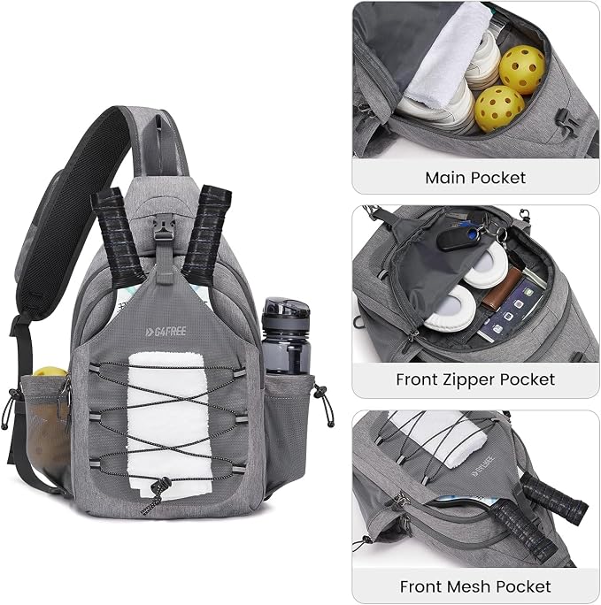 G4Free Pickleball Bag, Crossbody Sling Bag for Men Women, Pickleball Backpack, Pickle Ball Paddle Bag Gifts for Sports