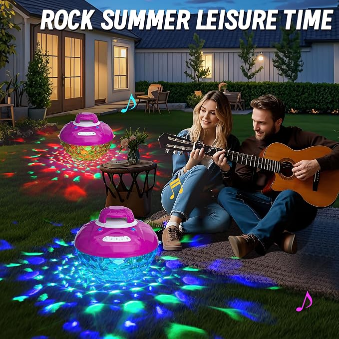 KingSom 3 in 1 Bluetooth Pool Speaker with Pool Fountain Light, Floating Pool Speaker for Pool, IP68 Waterproof Hot Tub Speakers, Loud Sound, BT5.4,24H Playtime Pool Water Fountain,Purple