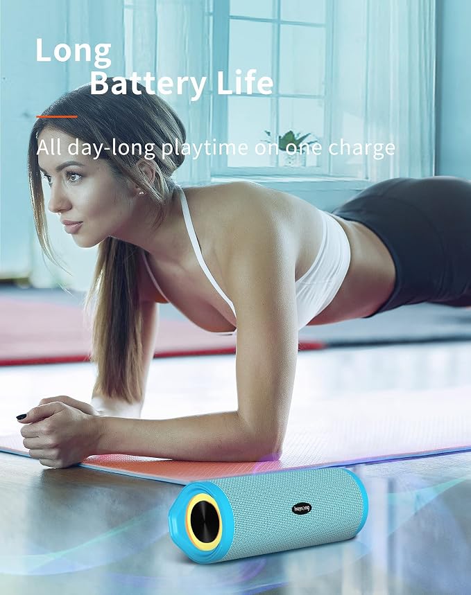 HEYSONG Portable Bluetooth Speaker, Waterproof Wireless Shower Speakers with Good Bass, IPX7 Floating, 5000mAh, TF Card, Loud Sound for Beach, Pool, Kayak Accessories, Gifts for Women, Girl-Sky Blue