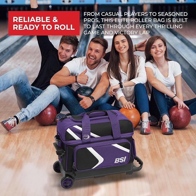 BSI Dash Roller Bowling Bag with Smooth Rolling Wheels, Padded Ball Compartment, Retractable Locking Handle, & Shoe Pocket