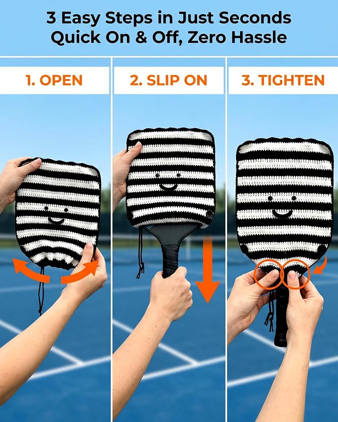 Crochet Pickleball Paddle Cover Gift - Handmade Case for Women&Men - Cute Accessories with Prensent Bag - Ready to Wrap for Players, Friends & Family, Thoughtful Holiday Crochet Set