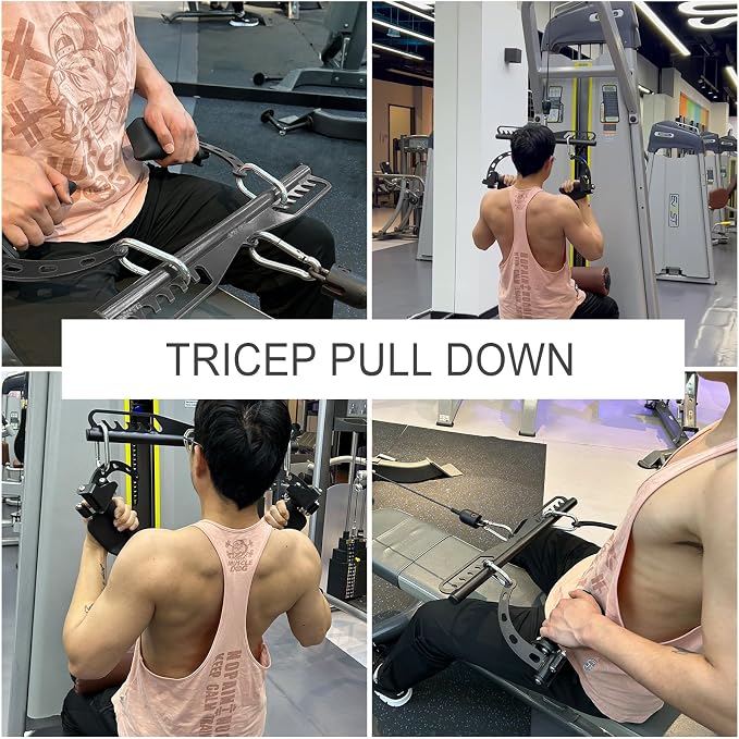Adjustable Lat Pull down Bar, Cable Machine Attachments for Gym, Home Gym Fitness T-bar Row Pulldown Attachments, Lat Pull Down Machine Wide Grip Neutral Grip Handle