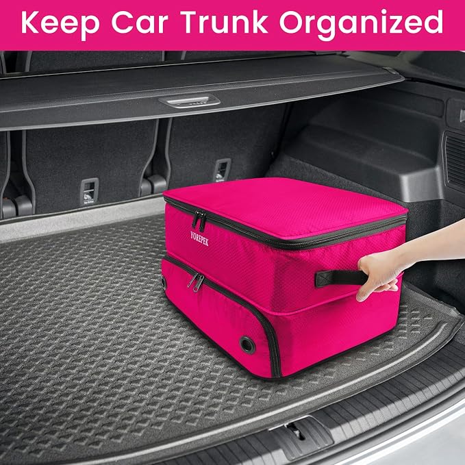 YOREPEK 2 Layer Golf Trunk Organizer, Golf Gifts for Men with Separate Ventilated Compartment for 2 Pair Shoes, Waterproof Car Trunk Locker for Balls, Tees, Clothes, Gloves, Gifts for Golfers