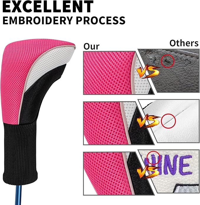 Wood Headcover Golf Club Covers Driver Headcovers Nylon Head Covers Designed to Fit All Woods - 3/4/5/6 Pack/Set Golf Accessories Suitable for Men and Women