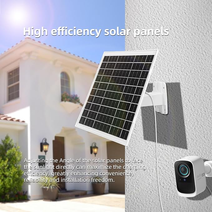 4 Pack 7W Camera Solar Panel Charger Compatible with eufyCam 3/S330, 3C/S300, S350/C220/C210, eufy SoloCam S220/S340/C210 Camera Solar Charger with 9.3FT Type-C Charging Cable Cord & Micro USB Port