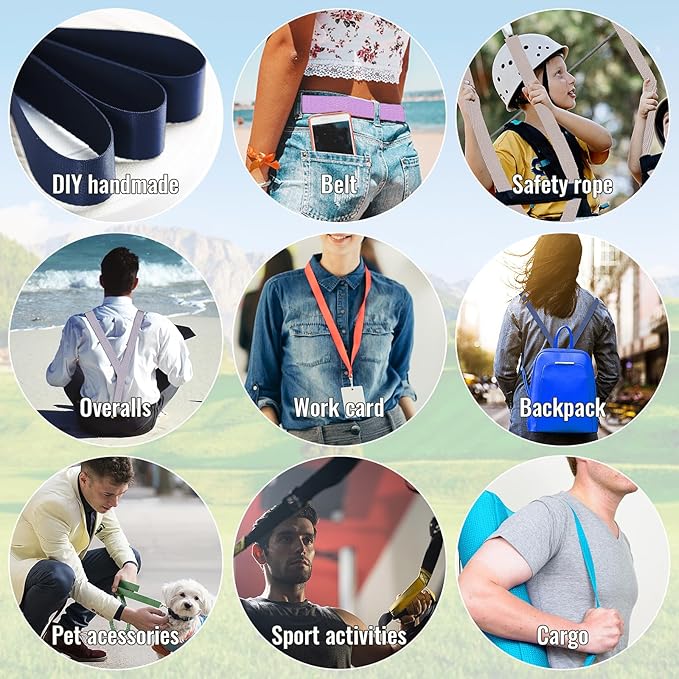 12 Rolls Nylon Webbing 1 inch 1.5 inch 2 inch Nylon Strap Webbing Straps Backpack Straps Nylon Belt, 10 25 50 3.3 Yards Webbing Strapping