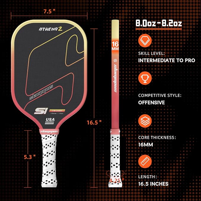 Raw Carbon Fiber Pickleball Paddles | T700 Pickleball Paddles with 16mm Polymer Honeycomb Core & Overgrips| Premium Pickle Ball Racket Enhanced Control & Spin & Power| USAPA Approved